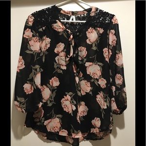 Live 4 TRUTH Sheer Floral and Lace Blouse